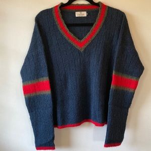Navy Blue V Neck Pullover - Made in Italy